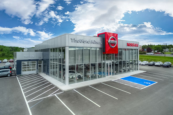 Photographie aérienne par drone du concessionnaire Nissan de Thetford Mines